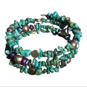 Handcrafted turquoise & pyrite bracelet
